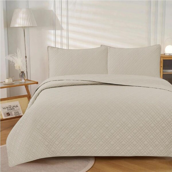 J.Elliot Luxury Morris Coverlet Set Beige Queen