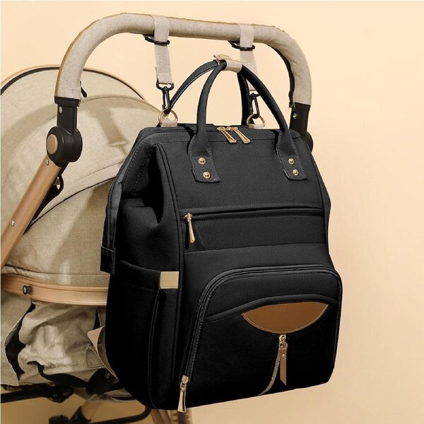 BoPeep Waterproof Baby Nappy Bag Backpack Large & Lightweight Black