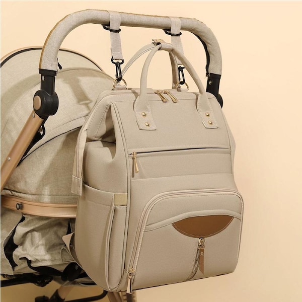 BoPeep Waterproof Baby Nappy Bag Backpack Large & Lightweight Khaki