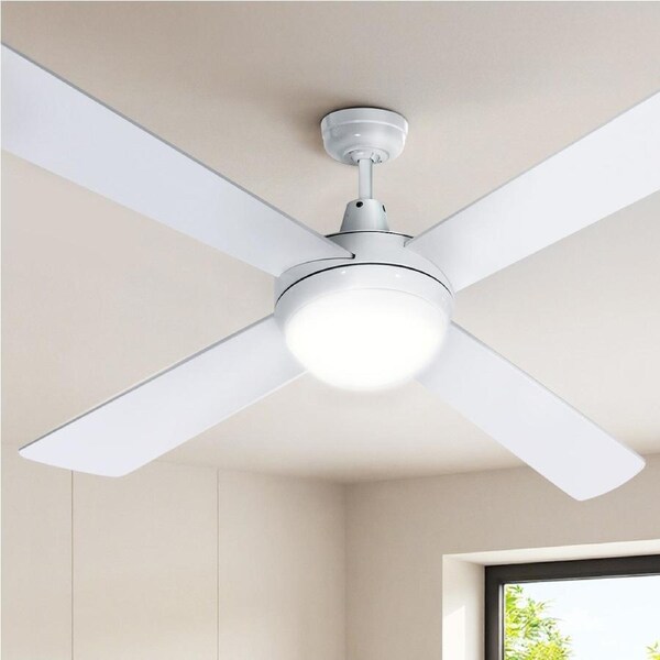 Devanti 48" 52" 64" Ceiling Fan AC DC Motor Fans Light LED Remote Control Model 1-White
