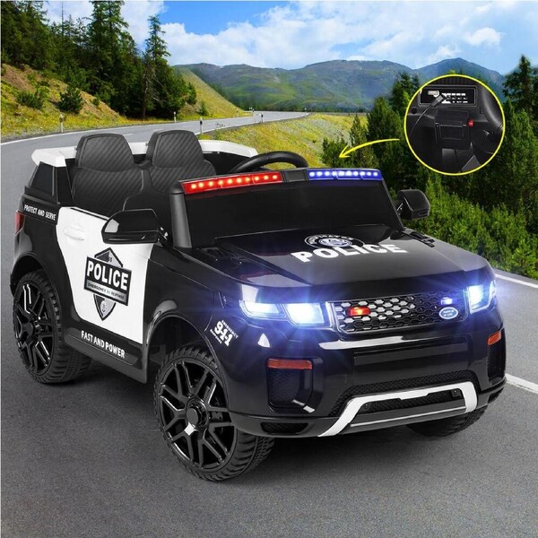 ALFORDSON Kids Police Ride On Car 12V Electric Toy Patrol Remote Control Speaker Black