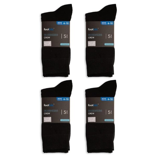 Mens 20 Pack Socks Business Crew Black / 6-10
