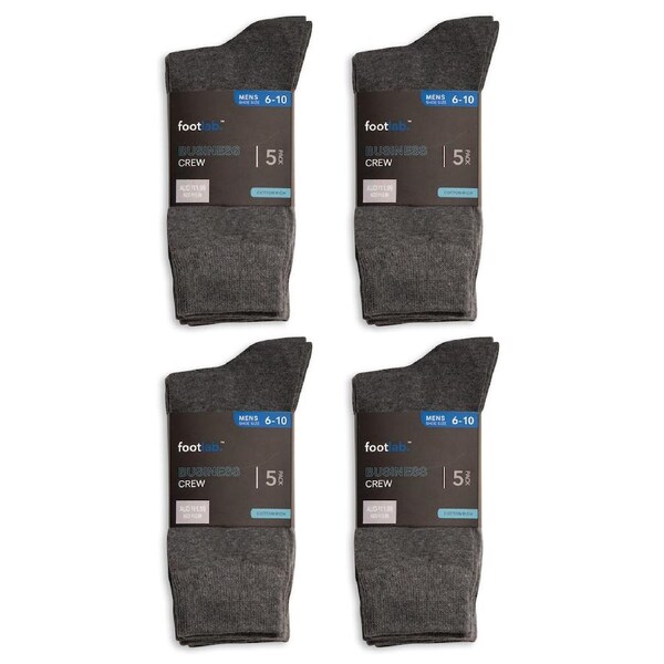 Mens 20 Pack Socks Business Crew Charcoal / 6-10