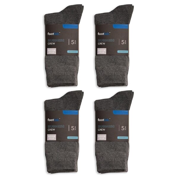 Mens 20 Pack Socks Business Crew Charcoal / 11-14