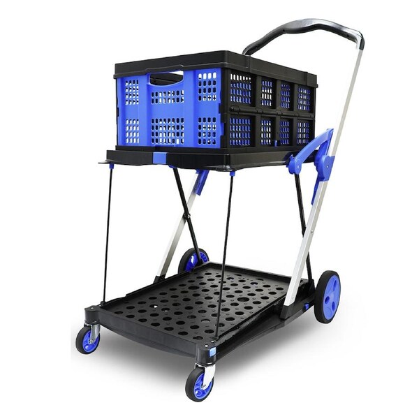 Heavy Duty Foldable Shopping Cart Utility Trolley Multiple Uses Cart with Basket for Shopping Office Warehouse and Hospital Trolley With One Basket