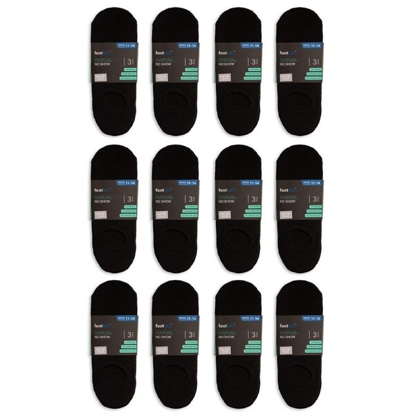 FootLab Mens 36 Pack Socks Casual No Show, Cushioned Black / 11-14