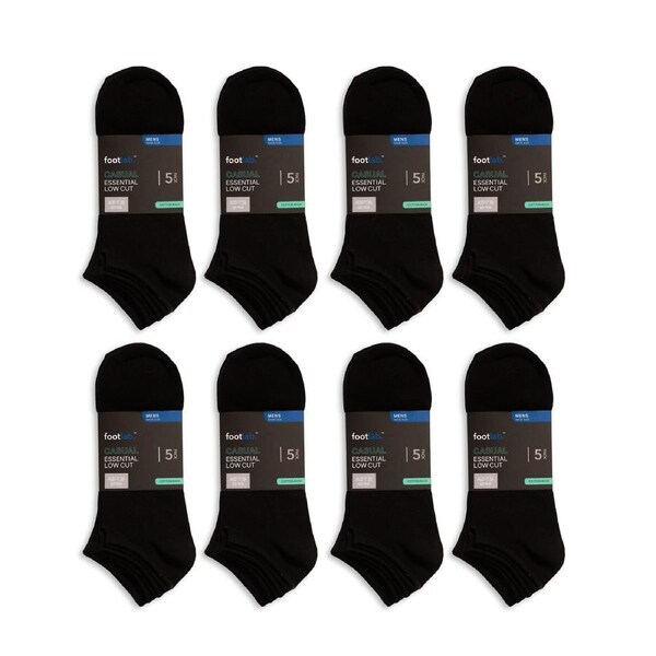 FootLab Mens 40 Pack Socks Essential Liner Black / 6-10