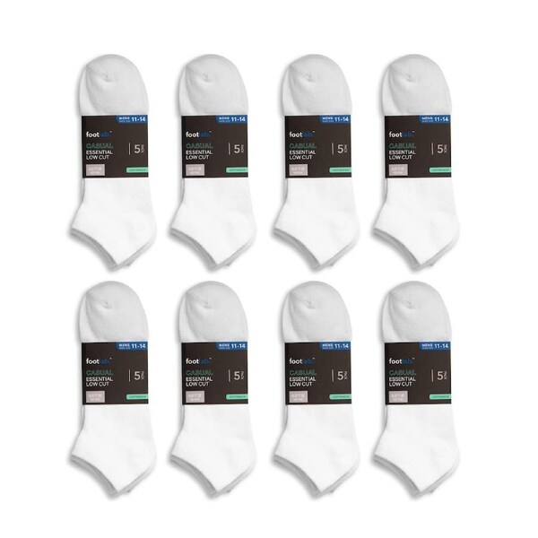 FootLab Mens 40 Pack Socks Essential Liner White / 11-14