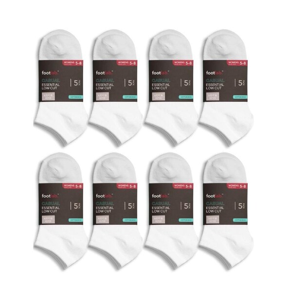 FootLab Womens 40 Pack Socks Essential Liner AssortedBlack/White / 5-8