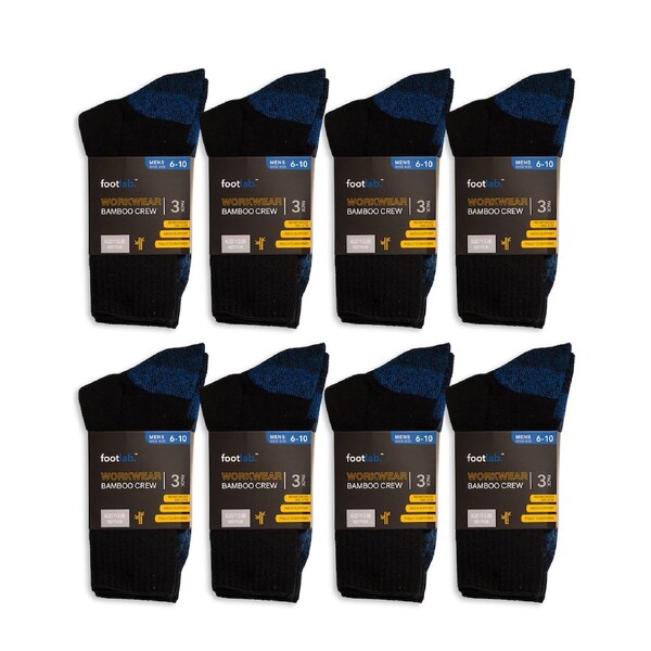 FootLab Mens 24 Pack Socks Workwear Crew 6-10