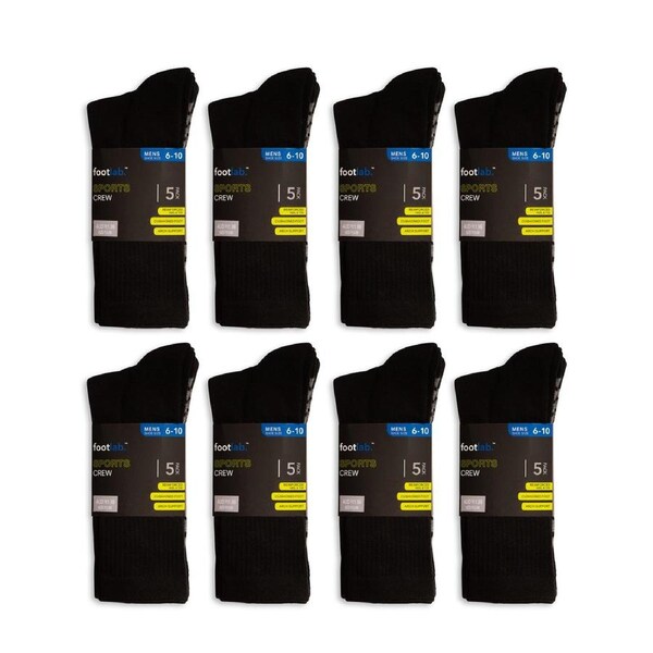 FootLab Mens 40 Pack Socks Sports Crew Assorted / 6-10