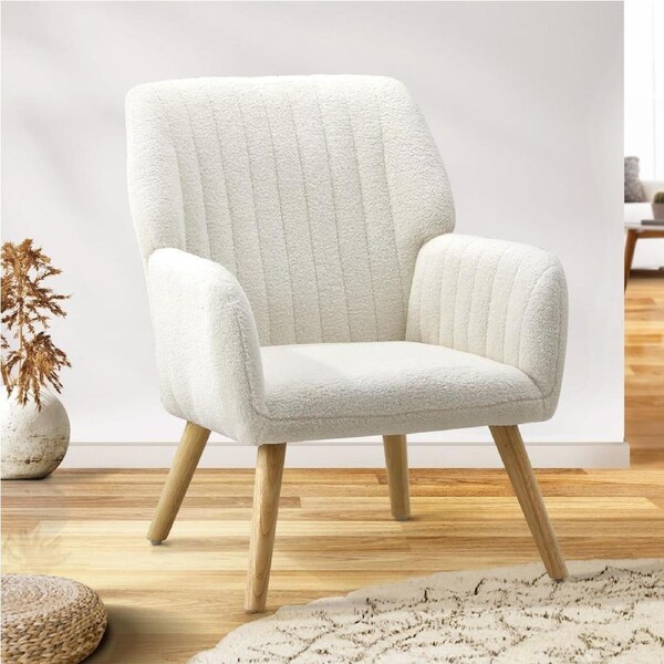 Oikiture Armchair Lounge Chair Armchairs Accent Chairs Sofa Couches Fabric White