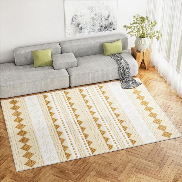 1 x Artiss Yellow Washable Rug 200x290cm