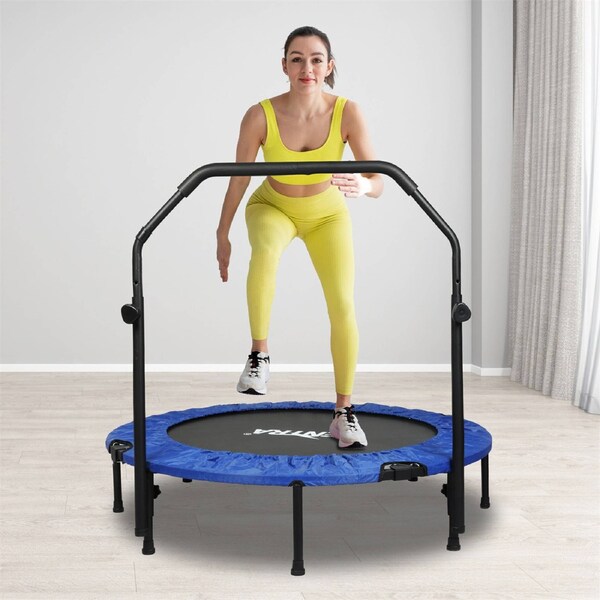 Centra Mini Trampoline Handrail Rebounder Folding Fitness Exercise Home Indoor 48"