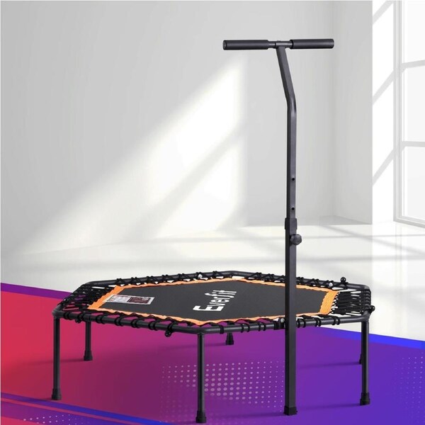 Everfit Fitness Trampoline Rebounder Adjustable Handrail Exercise Indoor 48/51inch Model 3 - 51INCH Orange