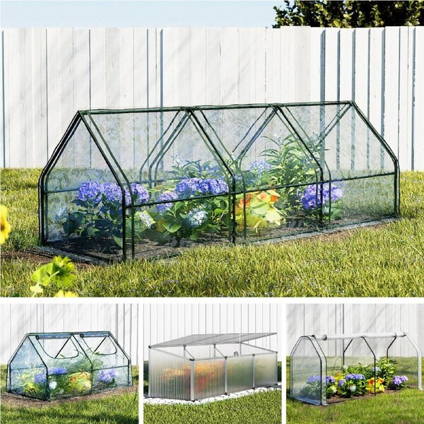 Green Fingers Greenhouse Mini Green House Raised Bed Garden Plant Storage Box PVC Cover 1.8 x 0.9 x 0.9M