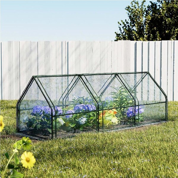 Green Fingers Greenhouse Mini Green House Raised Bed Garden Plant Storage Box PVC Cover 2.7 x 0.9 x 0.9M