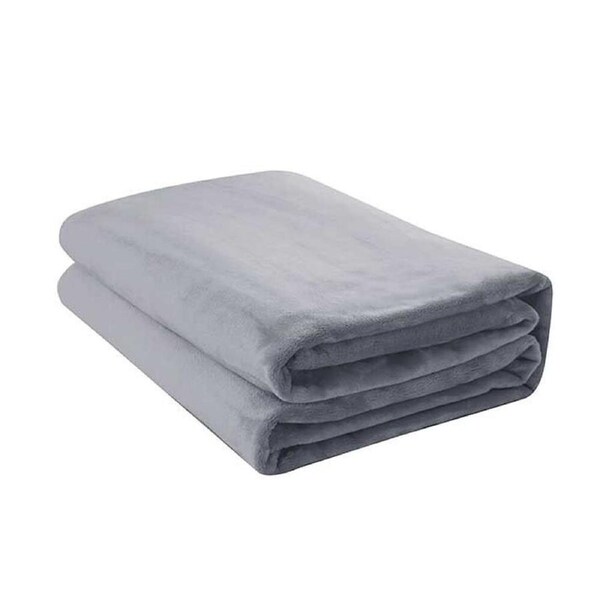Jason Commercial Winter Weight 400gsm Soft Micro Fleece Blanket Bedding Silver Queen