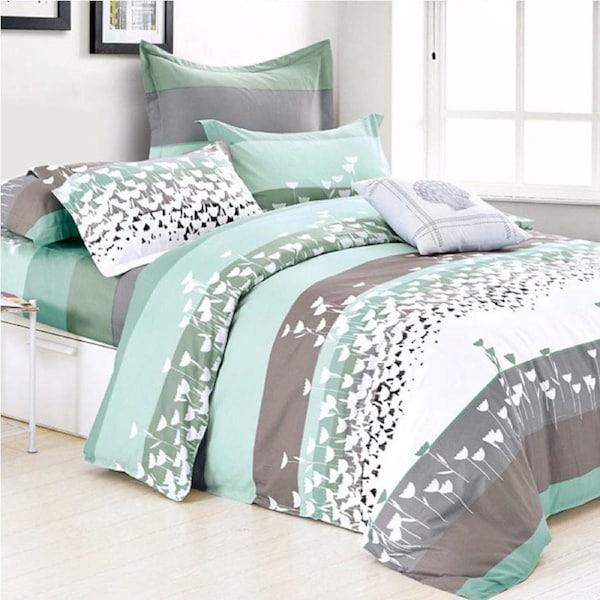 Pure 100% Cotton Percale Reversible Quilt Cover Sets Dream On / Double
