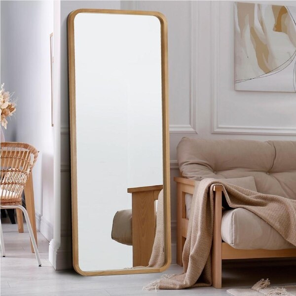 Oikiture Full Length Mirror 166x60cm/180x70cm Rectangle Dressing Floor Mirrors Free Standing Wooden-166cmx60cm
