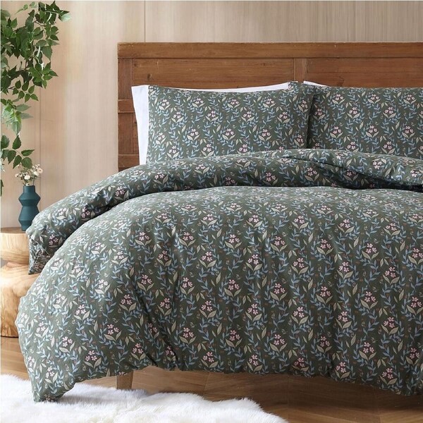 Ardor Boudoir Ditsy Flannelette Cotton Quilt Cover with Pillowcase Set Flora King