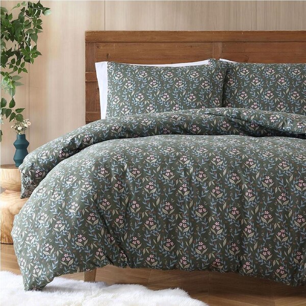 Ardor Boudoir Ditsy Flannelette Cotton Quilt Cover with Pillowcase Set Flora Queen