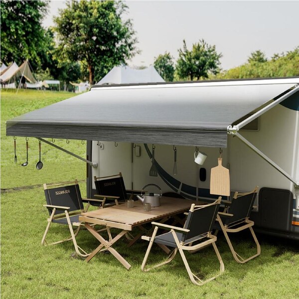Manan 14-18Ft RV Awning Fabric Caravan Grey 14FT- 4.01m x 2.6m