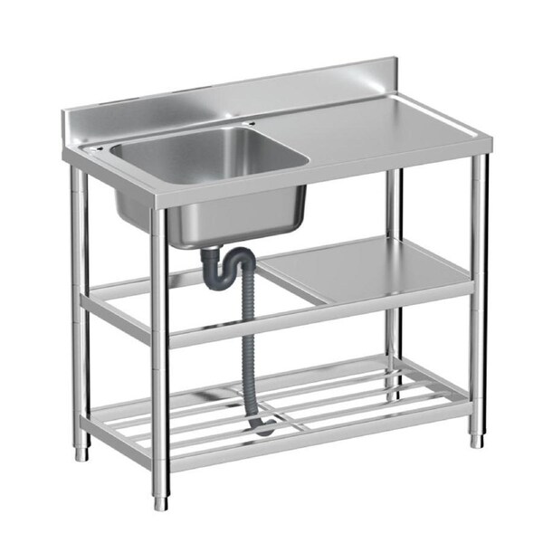 sink freestanding 90 x 50 x 80 cm stainless steel bench and Left Hand Sink with Bench