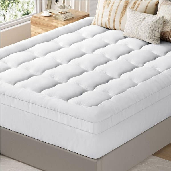 STARRY EUCALYPT Mattress Topper Bamboo White Pillowtop Protector All Sizes 7cm Single