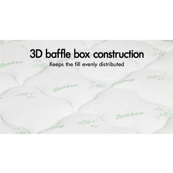 STARRY EUCALYPT Mattress Topper Bamboo Fibre Pillowtop Protector All Sizes 9cm Bamboo White - King Single
