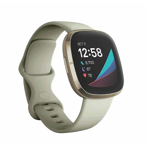 Fitbit Versa 3 4 Sense Sense 2 Smartwatch Soft Silicone Replacement Band Grey Large