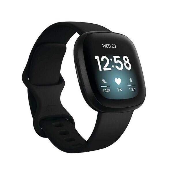 Fitbit Versa 3 4 Sense Sense 2 Smartwatch Soft Silicone Replacement Band Black Large