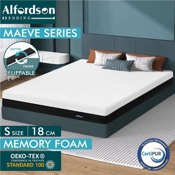 ALFORDSON Mattress Memory foam 18cm Queen Double King Single Double-Sided Single