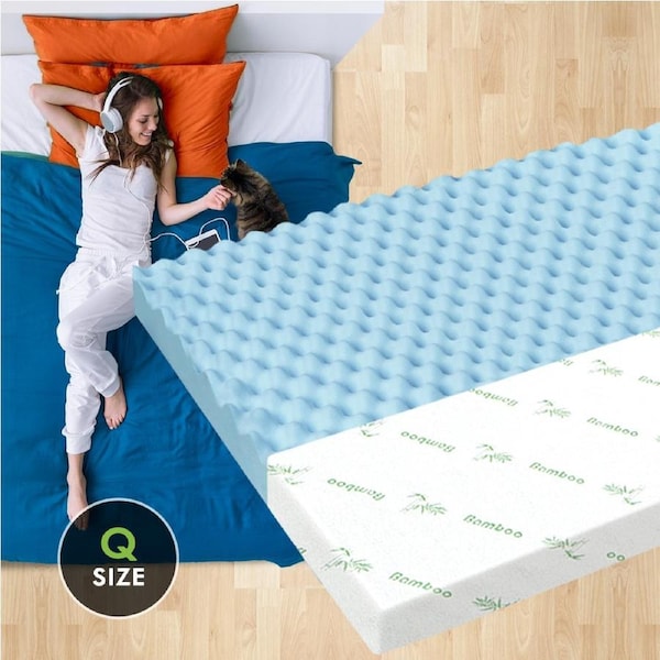 STARRY EUCALYPT Memory Foam Mattress Topper Airflow Cool Gel Bamboo 10cm Queen