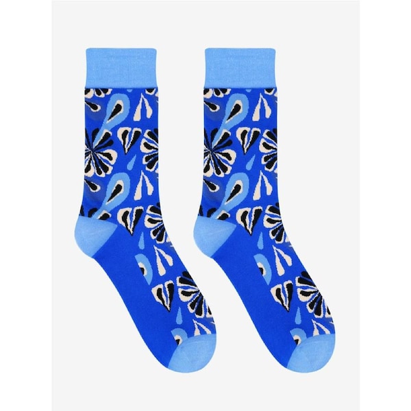 Advwin Blue Blossoms Colorful Fun Socks for Women Medium