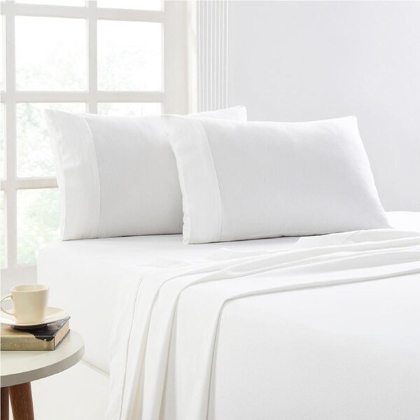 Park Avenue 175 GSM Egyptian Cotton Flannelette Sheet Set Snowy Super King
