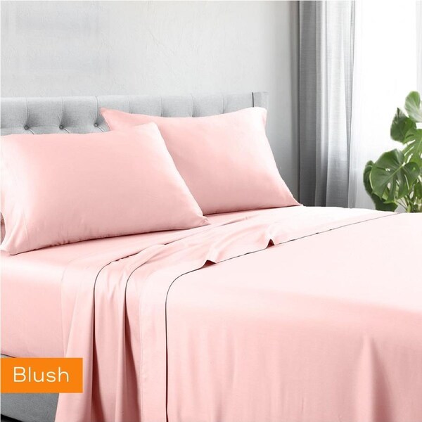 1200TC Hotel Quality Soft Cotton Rich Sheet Sets Pillowcases Silky Touch All Size Blush / Double
