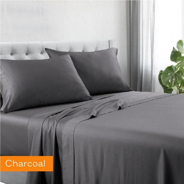 1200TC Hotel Quality Soft Cotton Rich Sheet Sets Pillowcases Silky Touch All Size Charcoal / Double