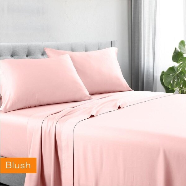 1200TC Hotel Quality Soft Cotton Rich Sheet Sets Pillowcases Silky Touch All Size Blush / Single