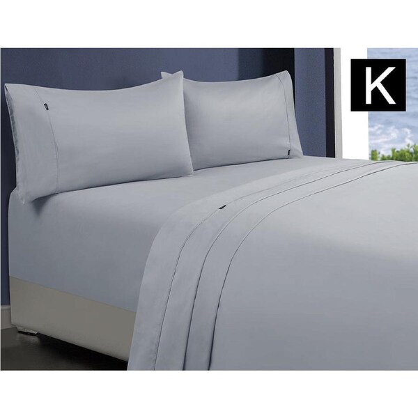 1000TC 100% Premium Egyptian Cotton Sheet Sets Fitted Flat Sheet Pillowcases All Size Silver / King