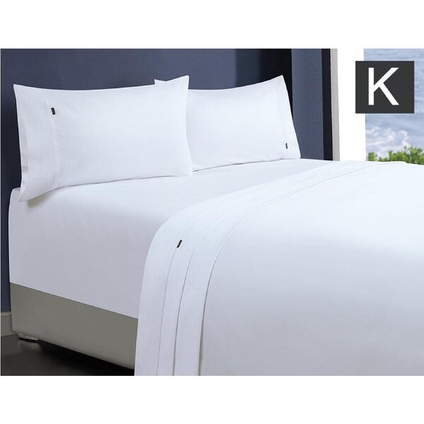 1000TC 100% Premium Egyptian Cotton Sheet Sets Fitted Flat Sheet Pillowcases All Size White / King