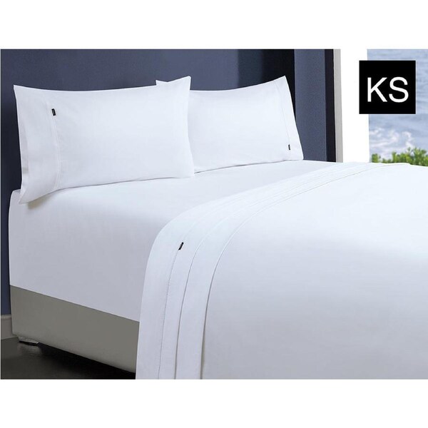 1000TC 100% Premium Egyptian Cotton Sheet Sets Fitted Flat Sheet Pillowcases All Size White / King Single