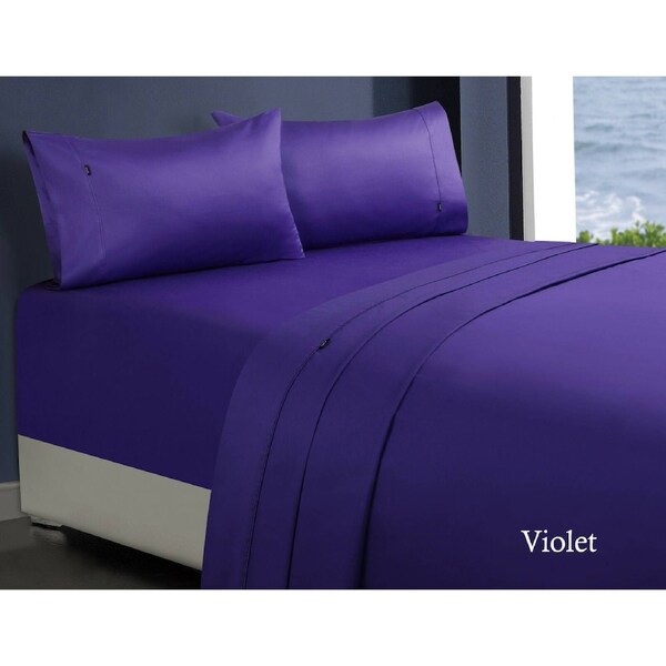 1000TC 100% Premium Egyptian Cotton Sheet Sets Fitted Flat Sheet Pillowcases All Size Violet / Single