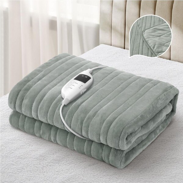 Bedra Electric Throw Rug Heated Blanket Flannel Winter Warm 160x130cm Green