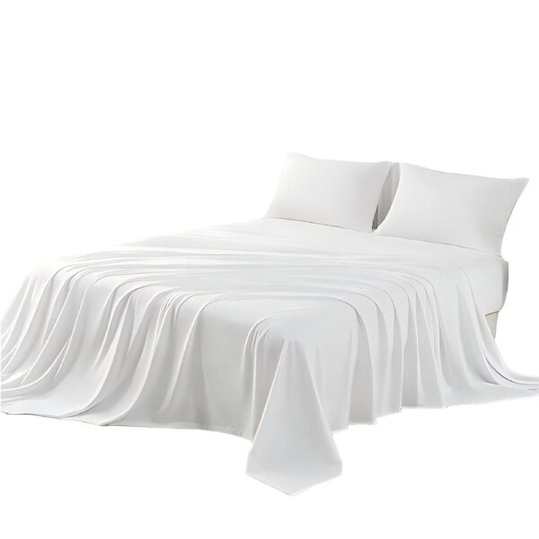 1000TC Luxurious Bamboo Cotton Sheet Sets Fitted Flat Sheet Pillowcases All Size White / Queen