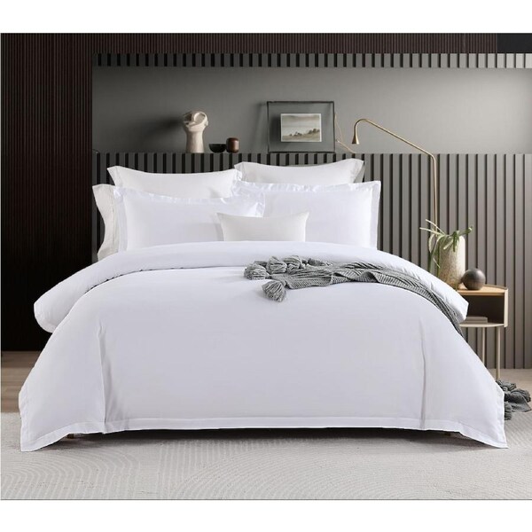 400TC 100% Premium Egyptian Cotton Duvet Cover & Fitted Sheet Set Pillowcases All Sizes White / Double