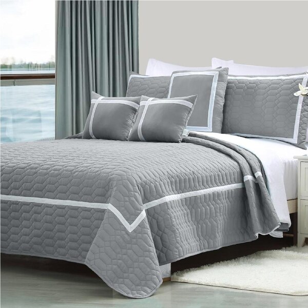 10 Piece Two-Tone Embossed Comforter with Sheet Set test Silver / Queen