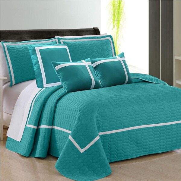 6 Piece Two-Tone Embossed Comforter Set Teal / Queen
