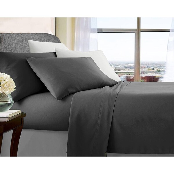 Opulence Ultra Soft Microfibre Sheet Sets Wrinkle Free All Size Charcoal / King Single
