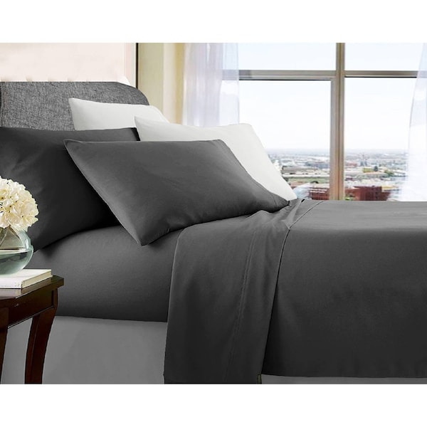 Opulence Ultra Soft Microfibre Sheet Sets Wrinkle Free All Size Charcoal / Queen